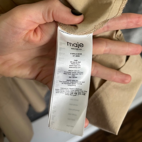 Maje Ralix Tie-Cuff Shirt Dress - Smocked Waist - Size 3 - Picture 10 of 14